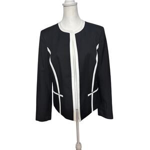 Black Label Evan-Picone Crepe Suit Jacket Black & White, Size 8